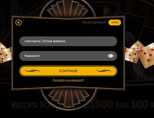 Dream Vegas login page