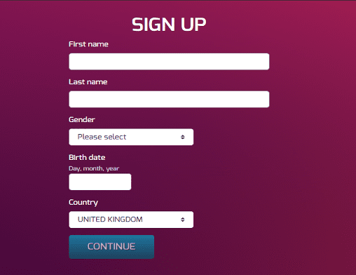 Dream Vegas sign up page
