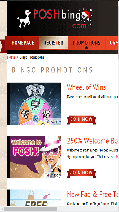posh bingo pomo mobile