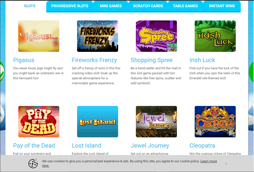 888 Casino games page