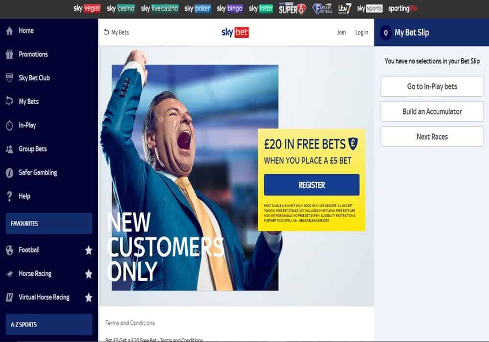 Sky Bingo home page