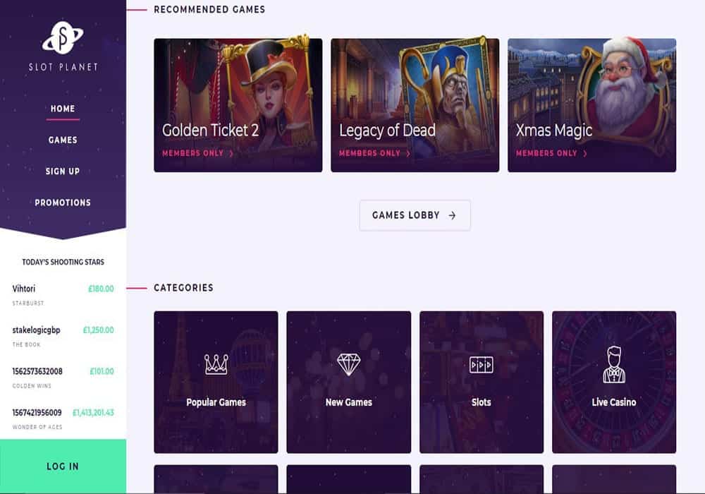 Dream Vegas games page