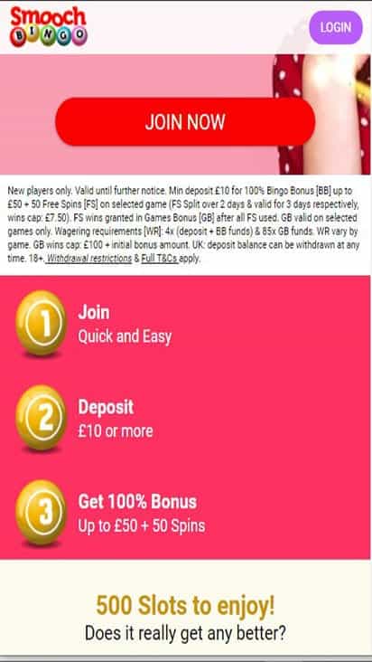 smooch bingo promo mobile