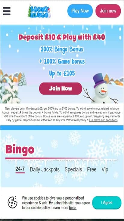 snowy bingo home mobile
