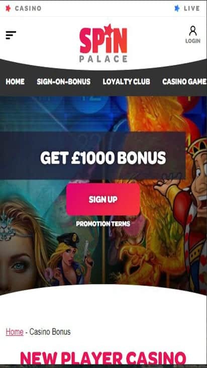spin palace promo mobile