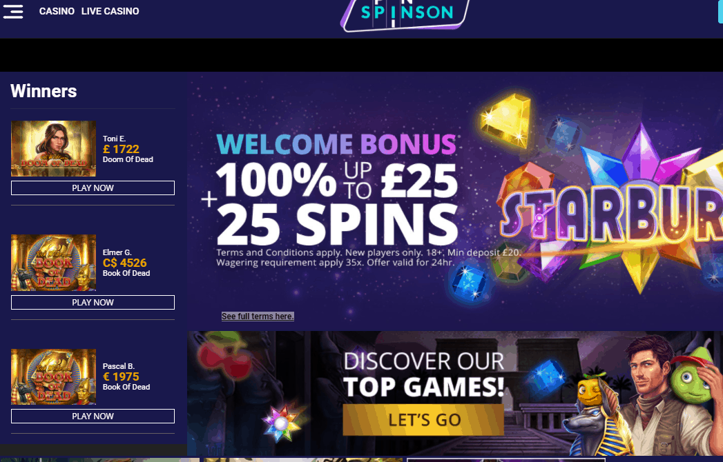 spinson casino home