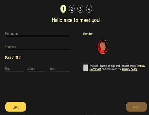 888 Casino sign up page