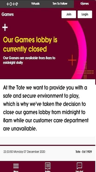 tote sport game mobile