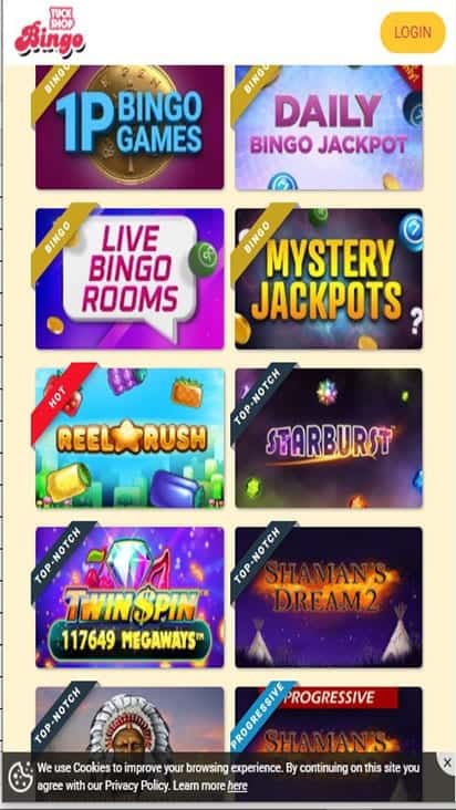 tuck shop bingo game mobile