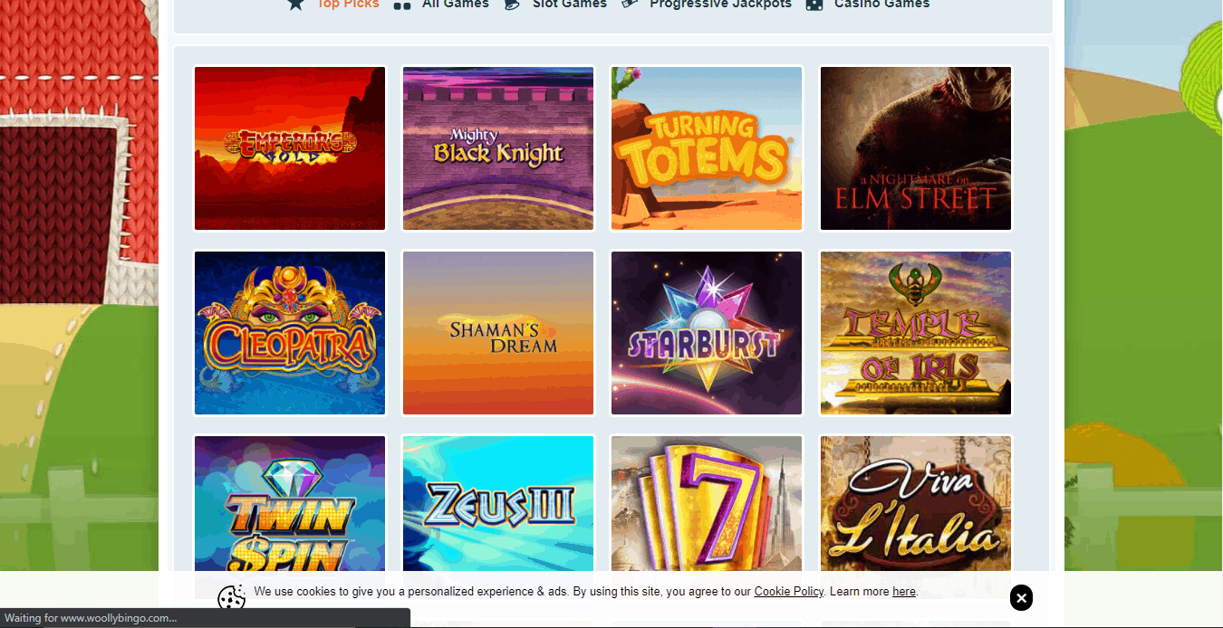 woolly bingo game 888 Casino games page
