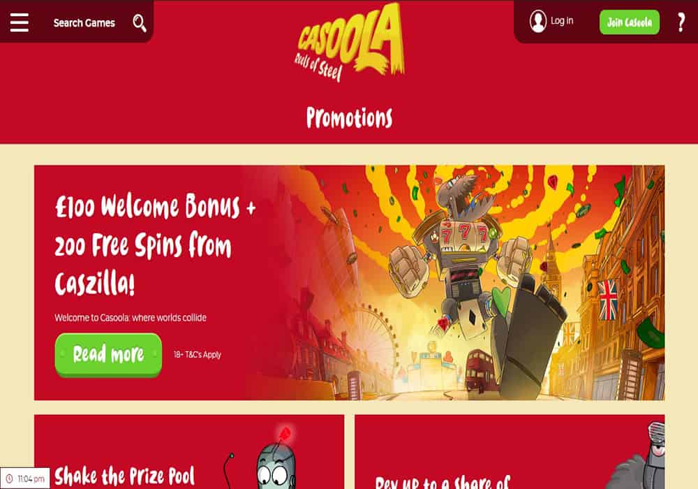 Casoola promo Vegas Hero promotions page