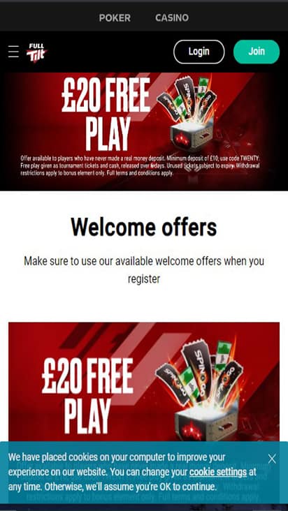 Full Tilt UK home mobile Full Tilt UK home mobile