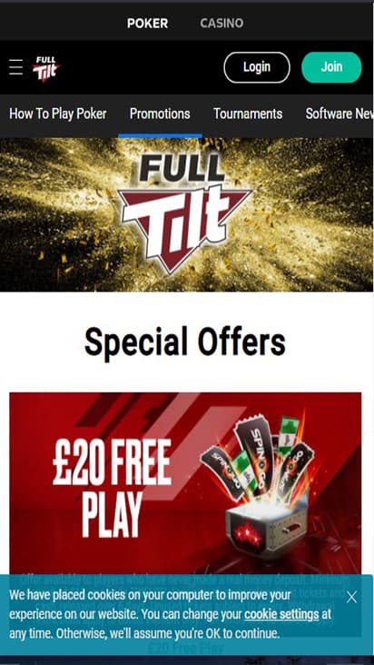 Full Tilt UK promo mobile Full Tilt UK promo mobile