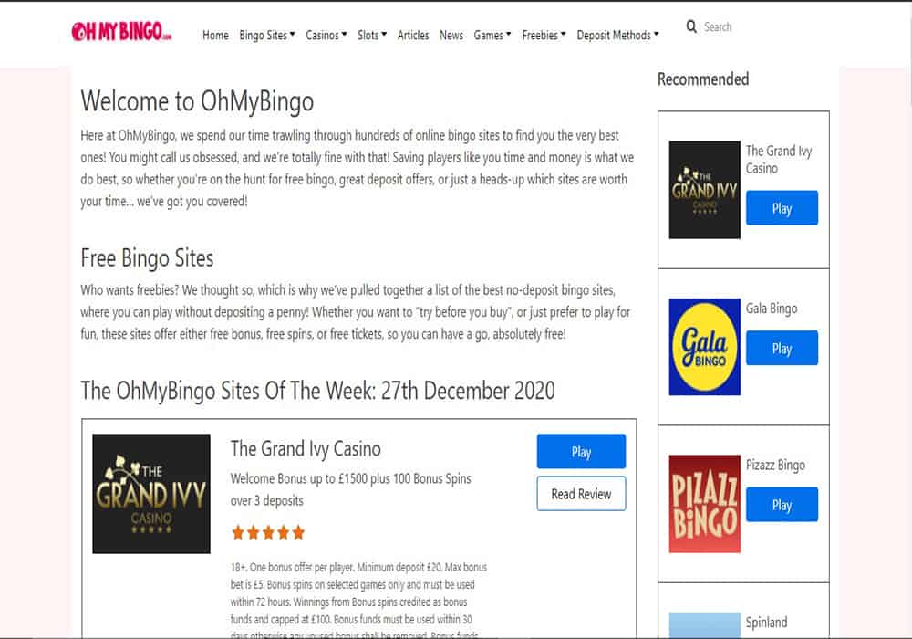 Ohmy Bingo home buzz bingo front image