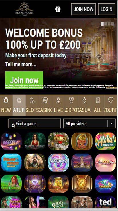 RH Casino home mobile