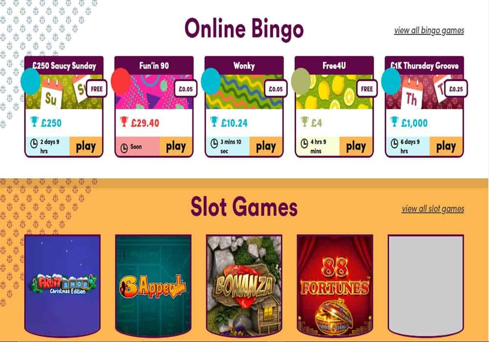 Cheeky Bingo games page
