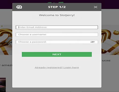 Slot Jerry signup green play sign up page