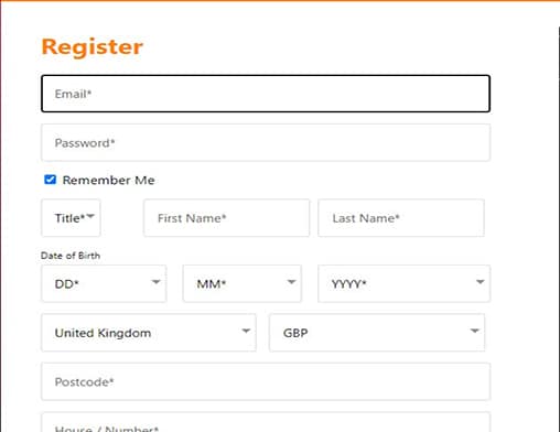 Kerching sign up page