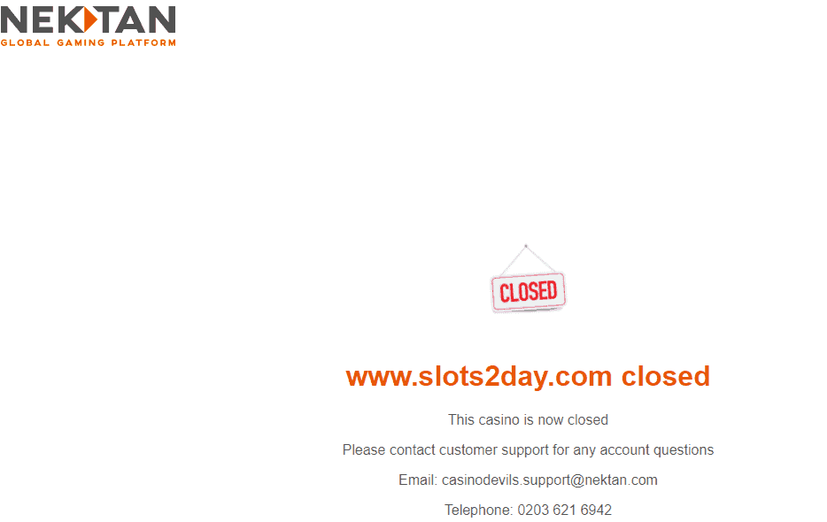 slots2day home closed NA