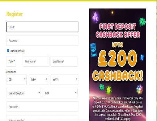 Kerching sign up page