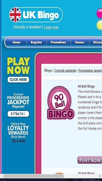 UK Bingo Net game mobile