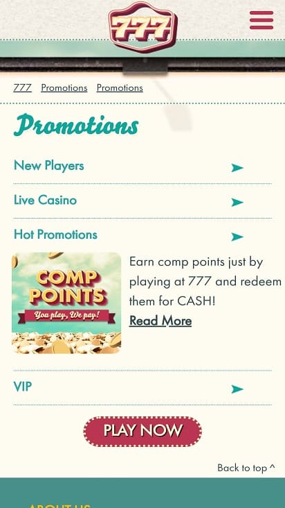 777 Casino Promotions Page