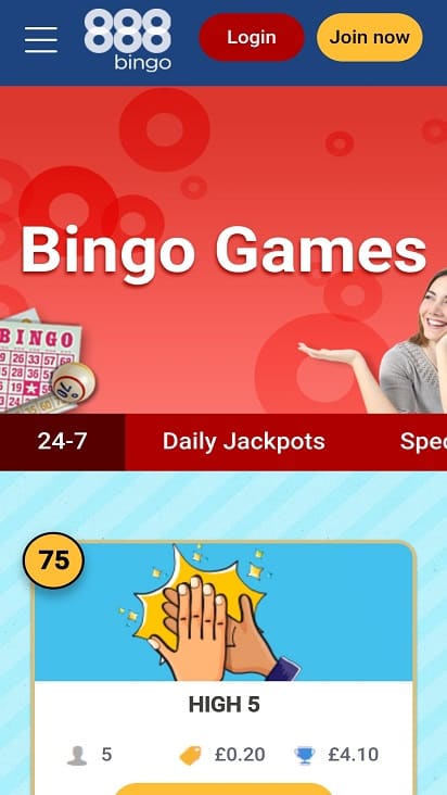 888 Bingo Home Page