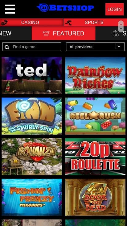 Betshop Games page