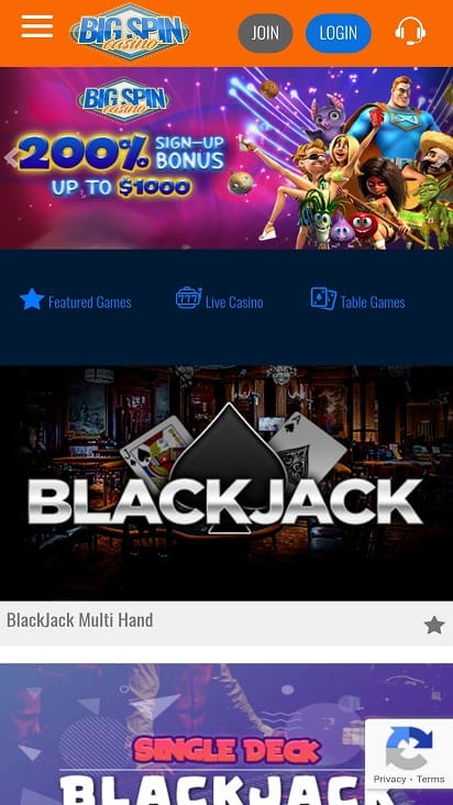 Big spins home page