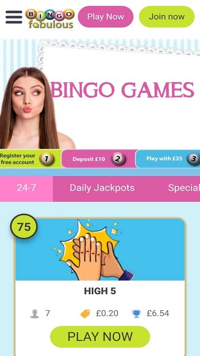 Bingo Fabulous games page