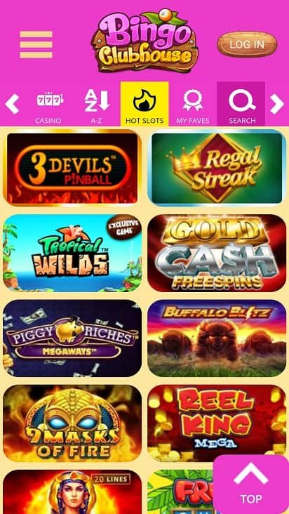 Bingo clubhouse games page