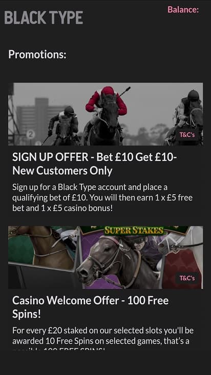 Black type promotions page Black type promotions page