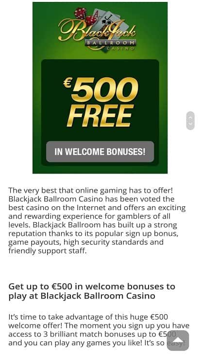 Blackjack ballroom promotions page