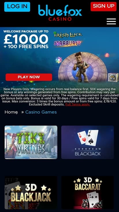 Blue Fox casino games page Blue Fox casino games page