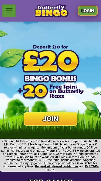 Butterfly bingo home page