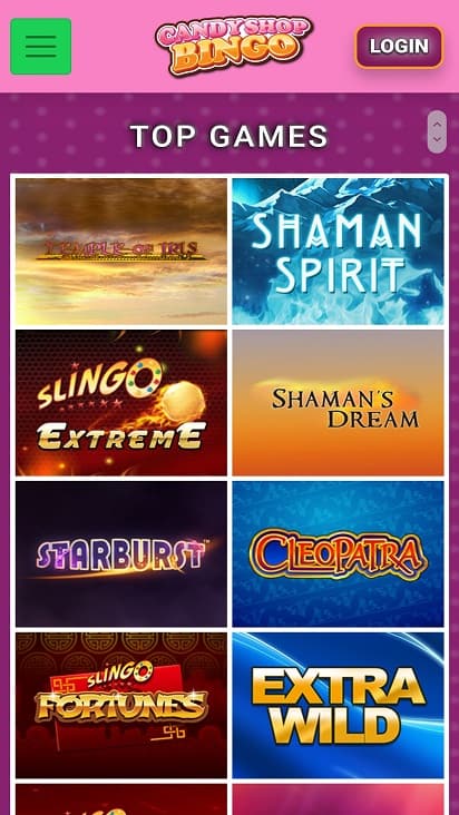 Candy shop bingo Games page Candy shop bingo Games page
