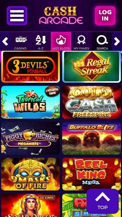 Cash arcade games page