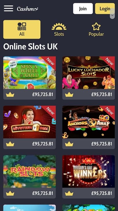 Cashmo games page