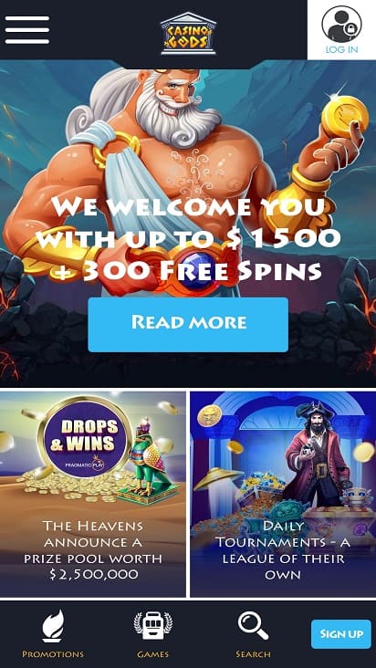Casino Gods Promotions page Casino Gods Promotions page