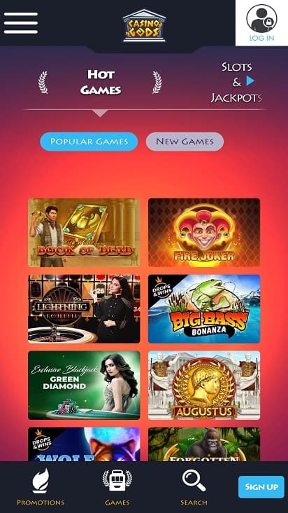 Casino Gods games page Casino Gods games page