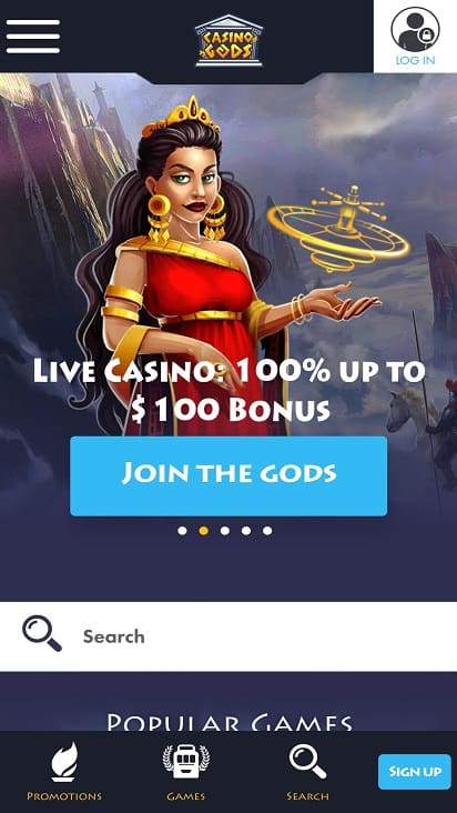 Casino Gods home page Casino Gods home page