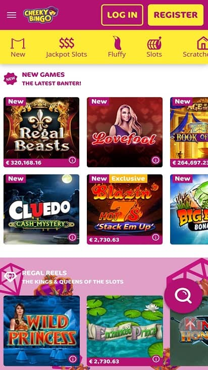 Cheeky bingo games page