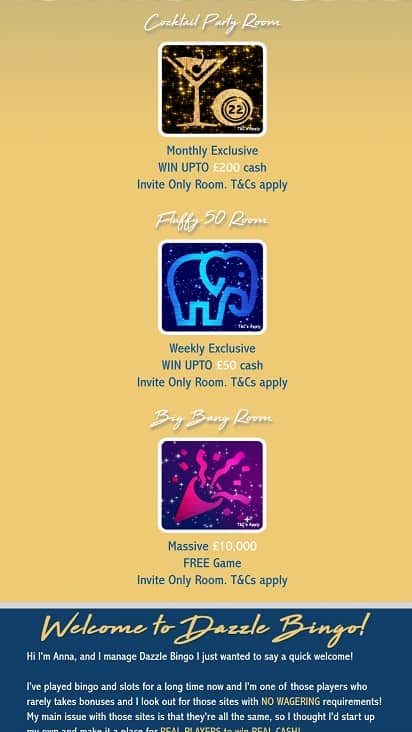 Dazzle bingo promotions page Dazzle bingo promotions page