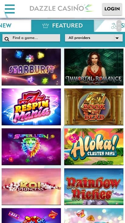 Dazzle casino games page Dazzle casino games page