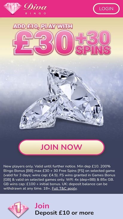 Diva bingo home page Diva bingo home page