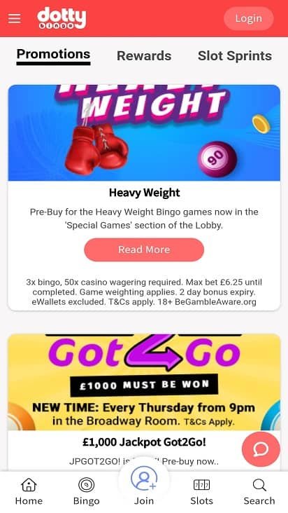 Dotty bingo promotions page