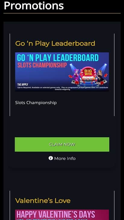 Dream Casino Palace promotions page Dream Casino Palace promotions page