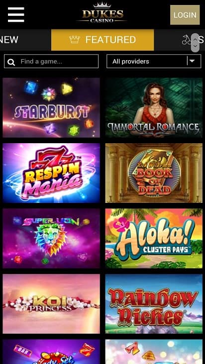 Dukes casino games page Dukes casino games page