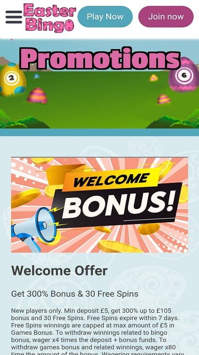 Easter bingo promotions page Easter bingo promotions page