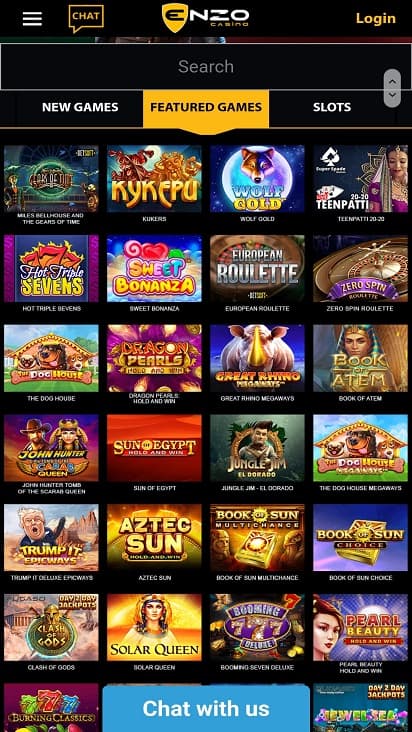 Enzo casino games page